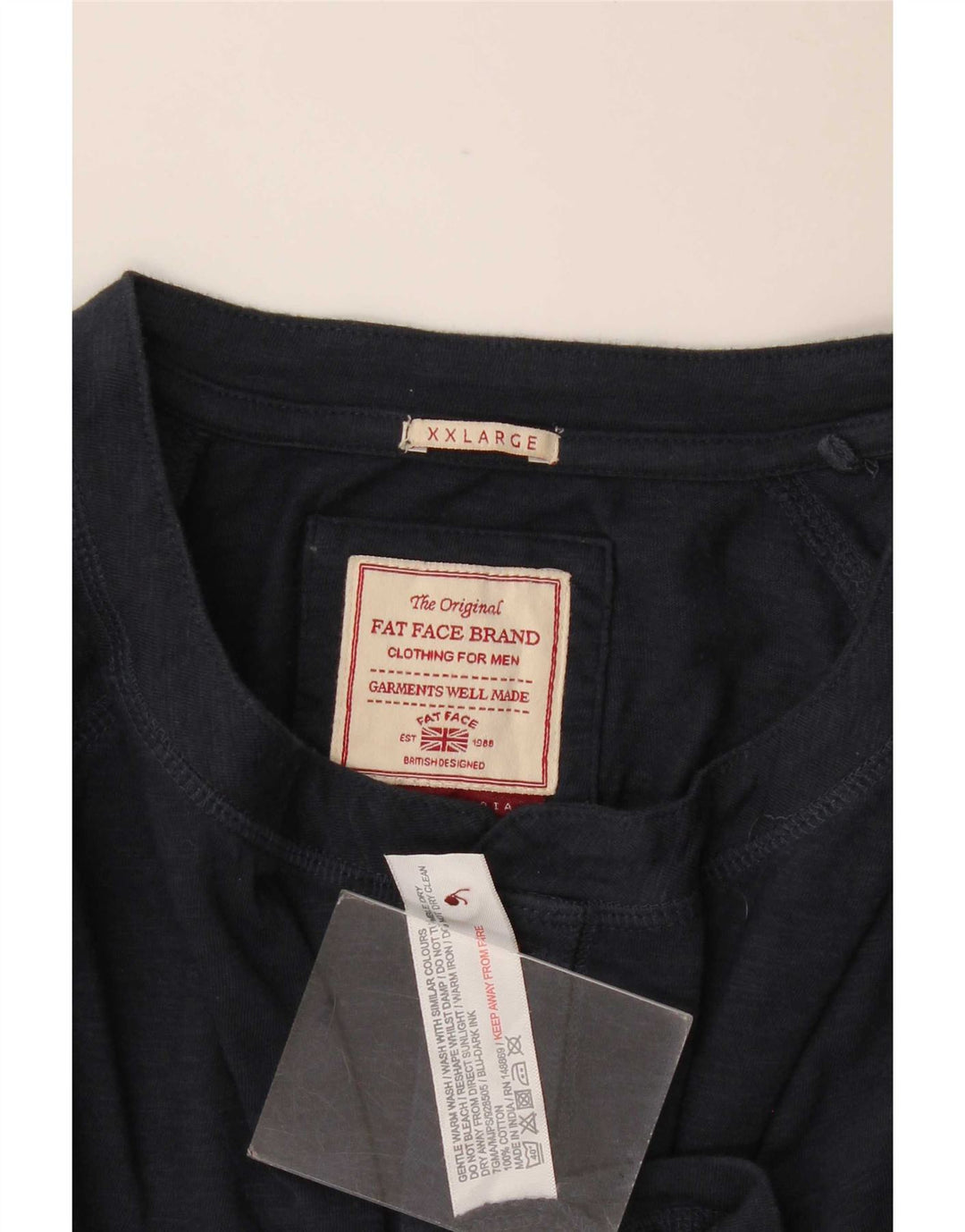 Top męski Fat Face z długim rękawem, 2XL, granatowy, bawełniany