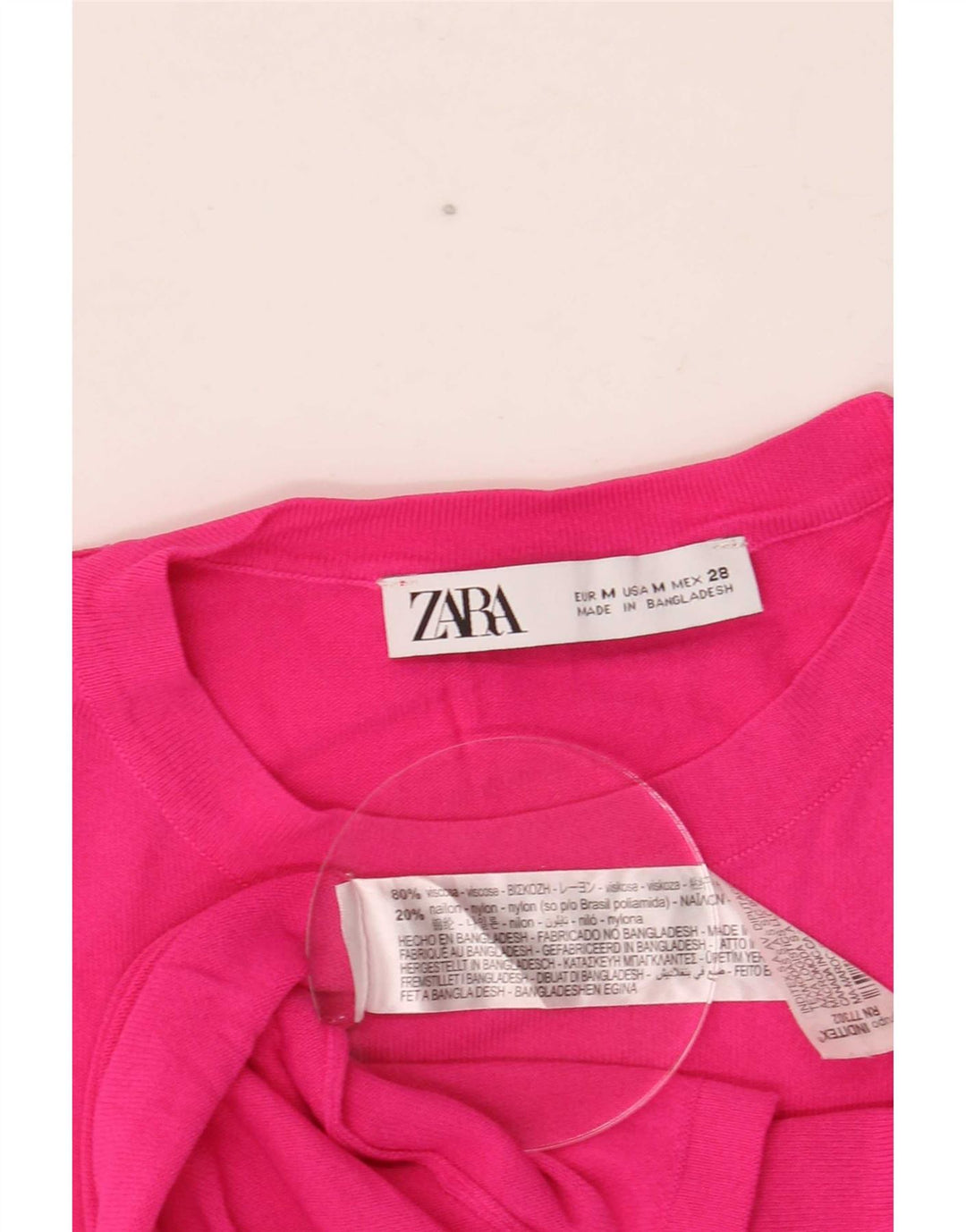 T-shirt damski Zara Top UK 12 Średni różowy wiskoza