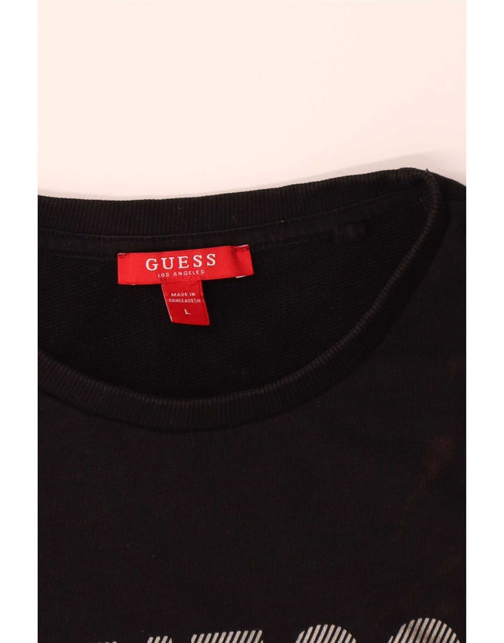 Damska bluza Guess Graphic Jumper UK 16, duża, czarna bawełna