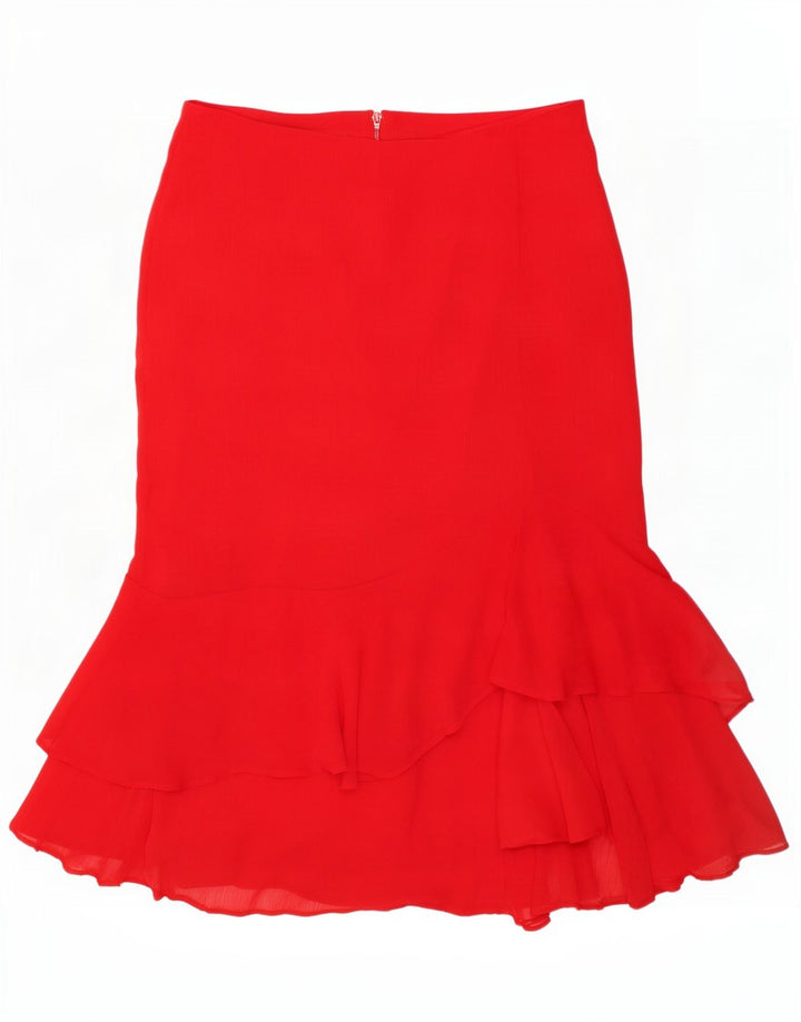 Marks & Spencer Damska spódnica z falbaną UK 12 Medium W32 Czerwony poliester