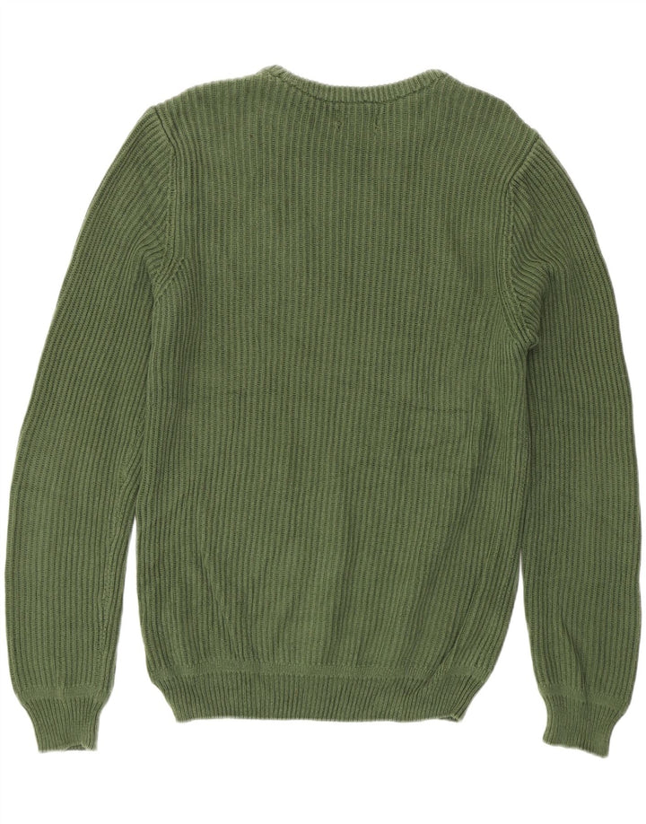 Męski sweter z wycięciem pod szyją Zara Średni zielony bawełniany