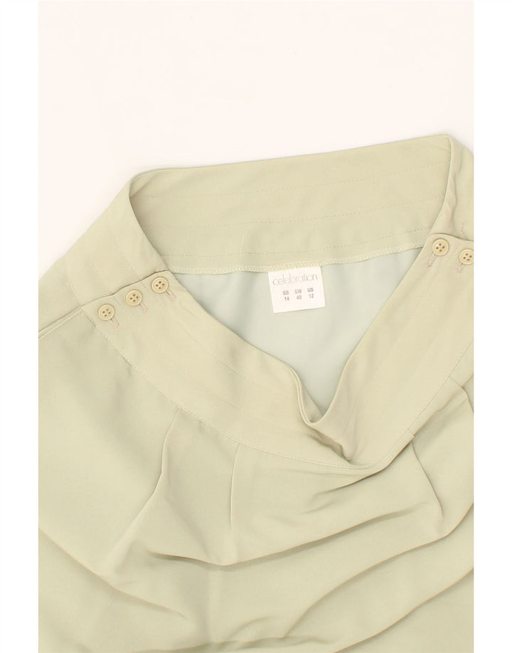 VINTAGE Womens A-Line Skirt UK 14 Medium W30  Beige Polyester Vintage Vintage and Second-Hand Vintage from Messina Hembry 