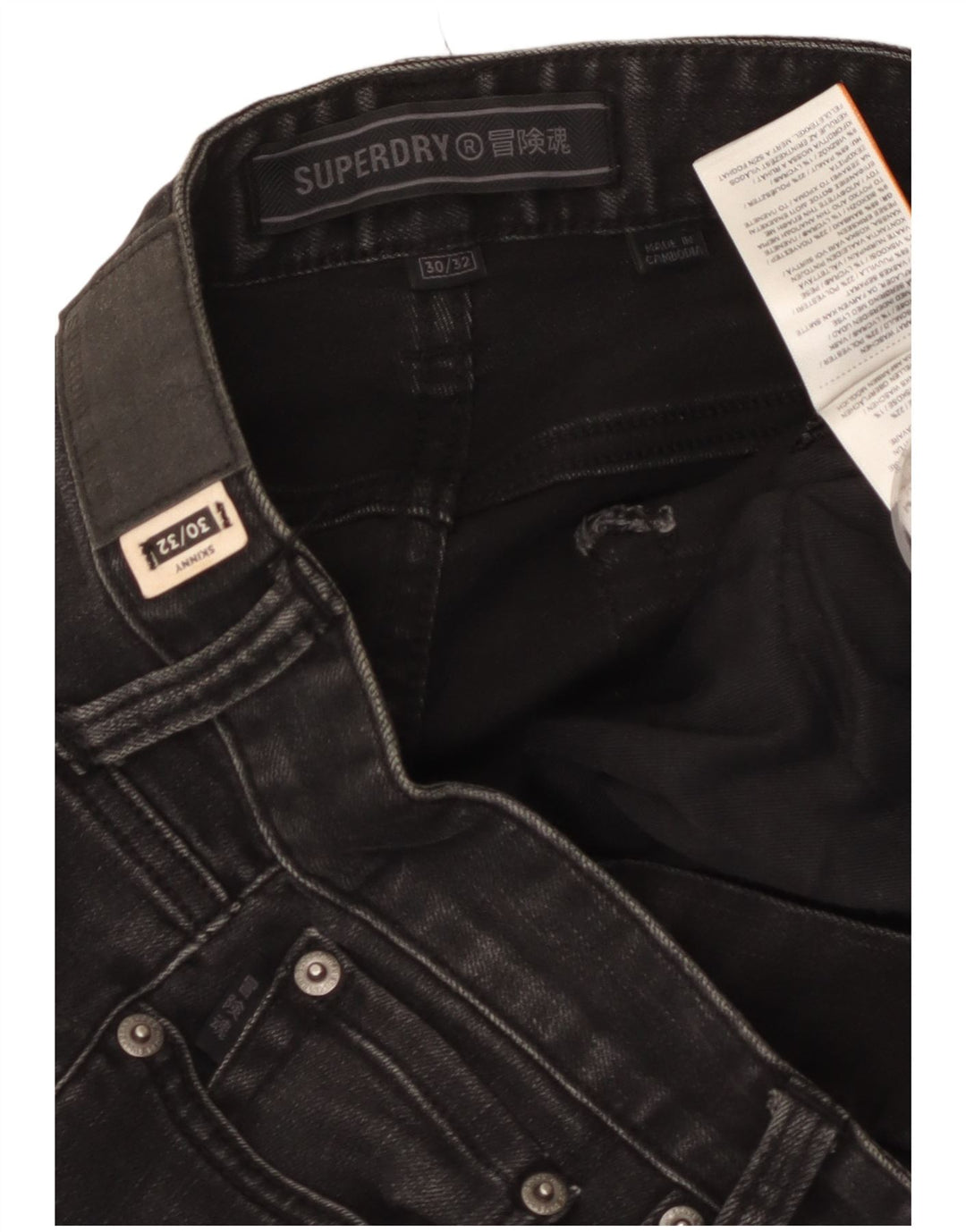 Męskie jeansy rurkowe Superdry W30 L29, czarne, bawełniane