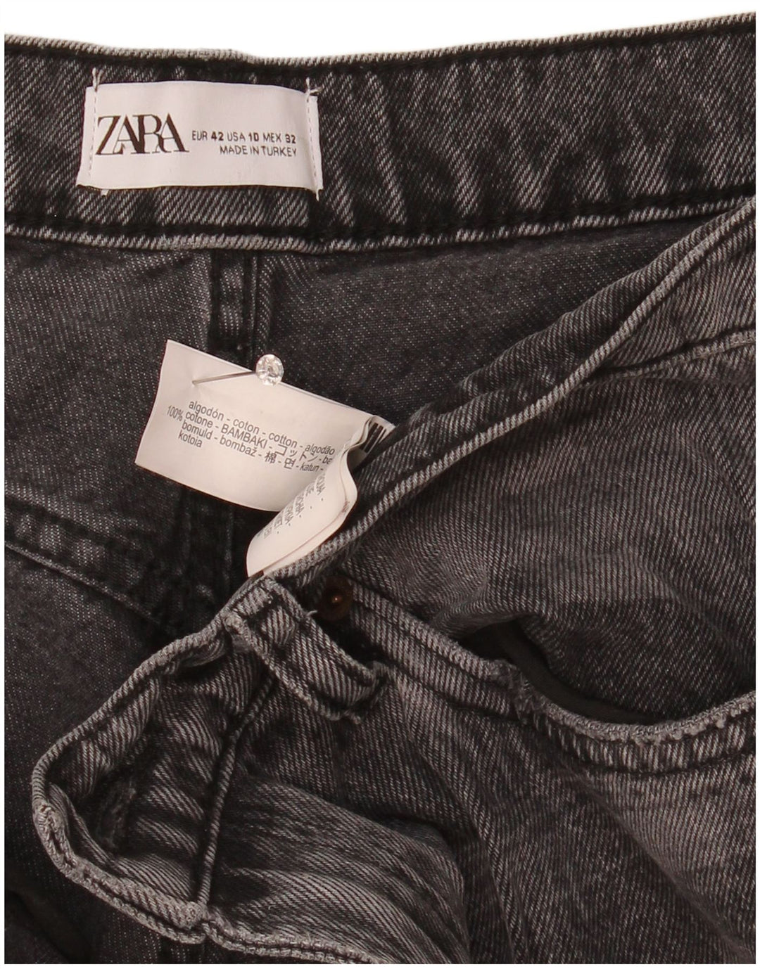 Dżinsy damskie Zara EU 42 Large W32 L30 Szara bawełniana krata