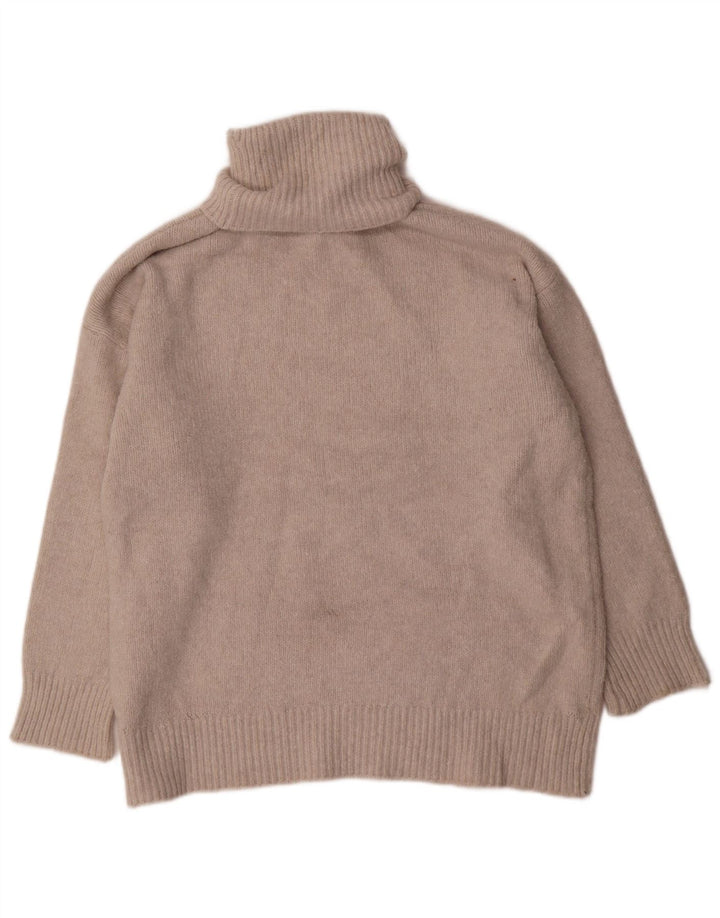 Damski sweter oversize Zara z golfem UK 14, średni beżowy poliester