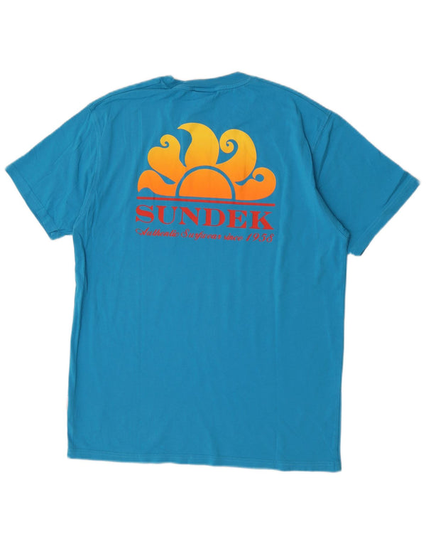 Męski T-shirt z grafiką Sundek, duży, niebieski, bawełniany