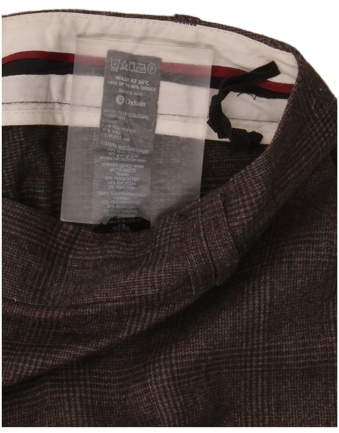 Damskie spodnie garniturowe Marks & Spencer UK 16 Large W38 L29 Brązowa kratka