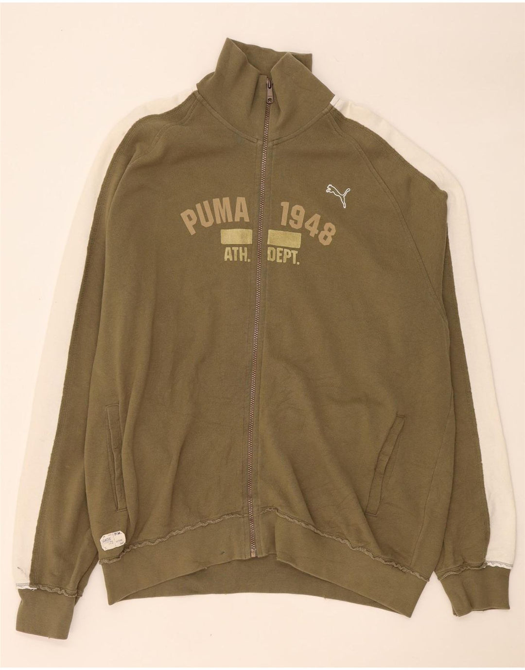 Męska kurtka dresowa Puma z grafiką, 2XL, bawełna w kolorze khaki