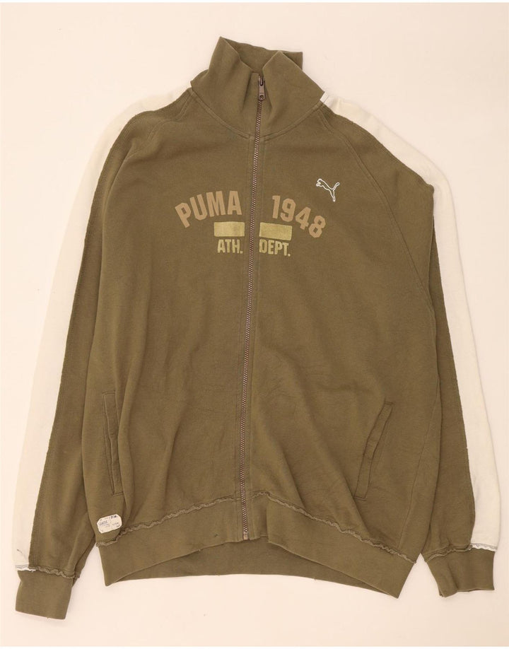 Męska kurtka dresowa Puma z grafiką, 2XL, bawełna w kolorze khaki