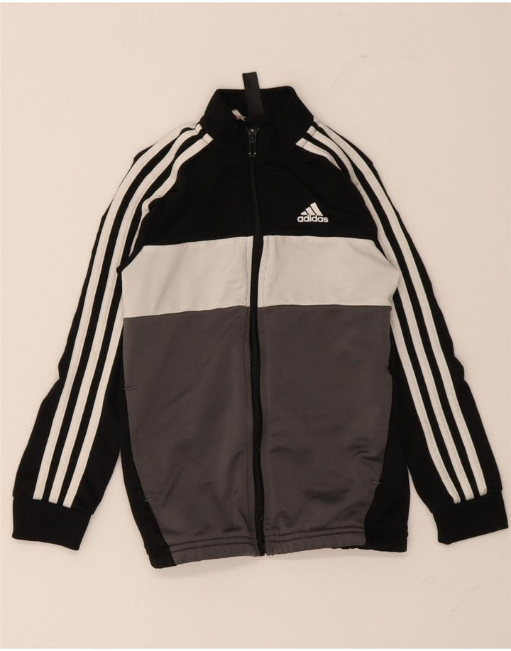 Chłopięca kurtka dresowa Adidas 7-8 lat Czarny poliester z blokami kolorów