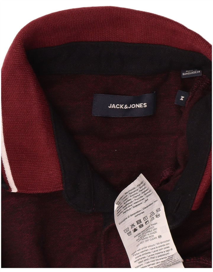 Męska koszulka polo JACK & JONES, średnia, bordowa bawełna