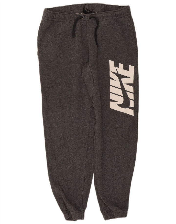 Męskie spodnie dresowe Nike z grafiką, średnioszare, bawełniane