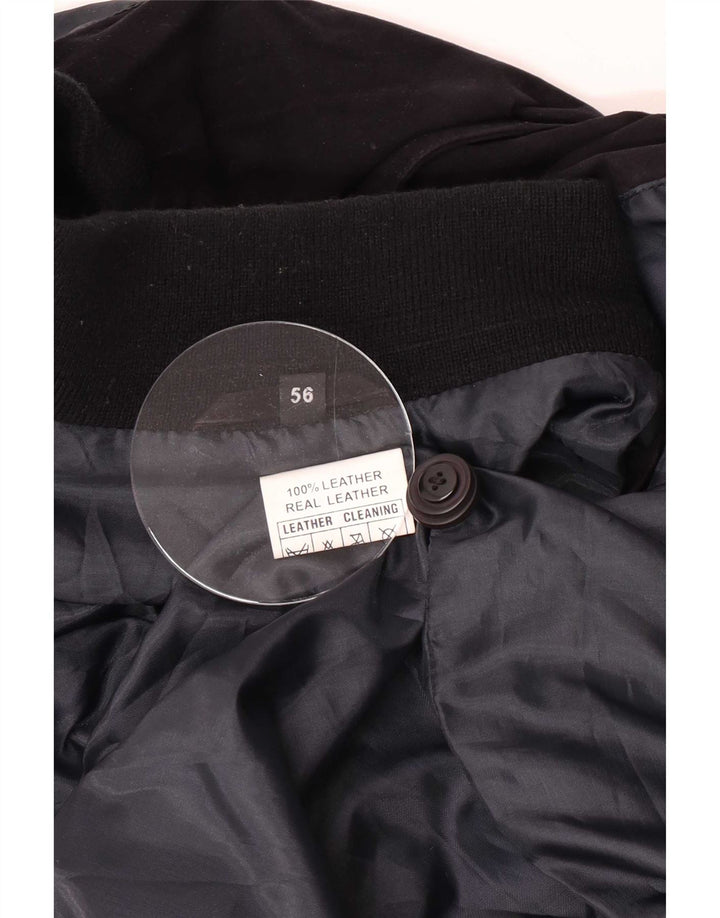 Vintage męska zamszowa kurtka bomber IT 56 3XL czarna skóra