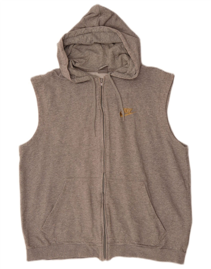 Męski sweter z kapturem i zamkiem NIKE bez rękawów, UK 39/41Średnioszary, bawełniany