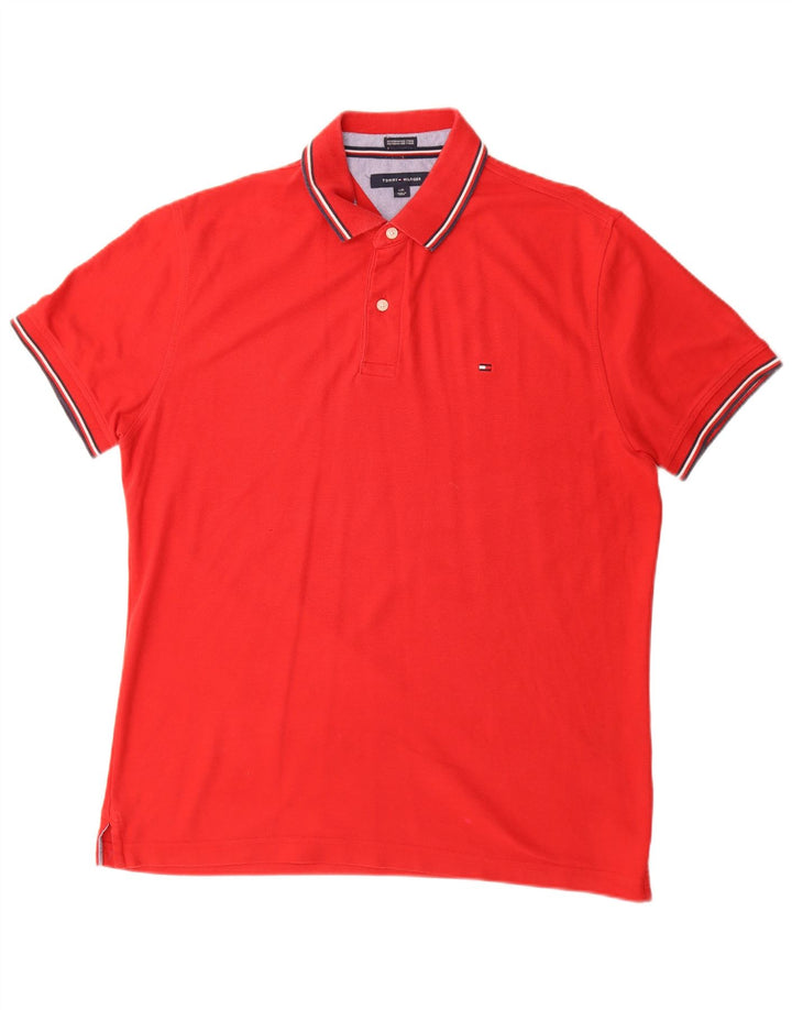 Męska koszulka polo Tommy Hilfiger, duża, czerwona, bawełniana