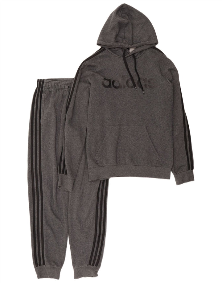 Męski dres ADIDAS z grafiką, mały, szary, bawełniany