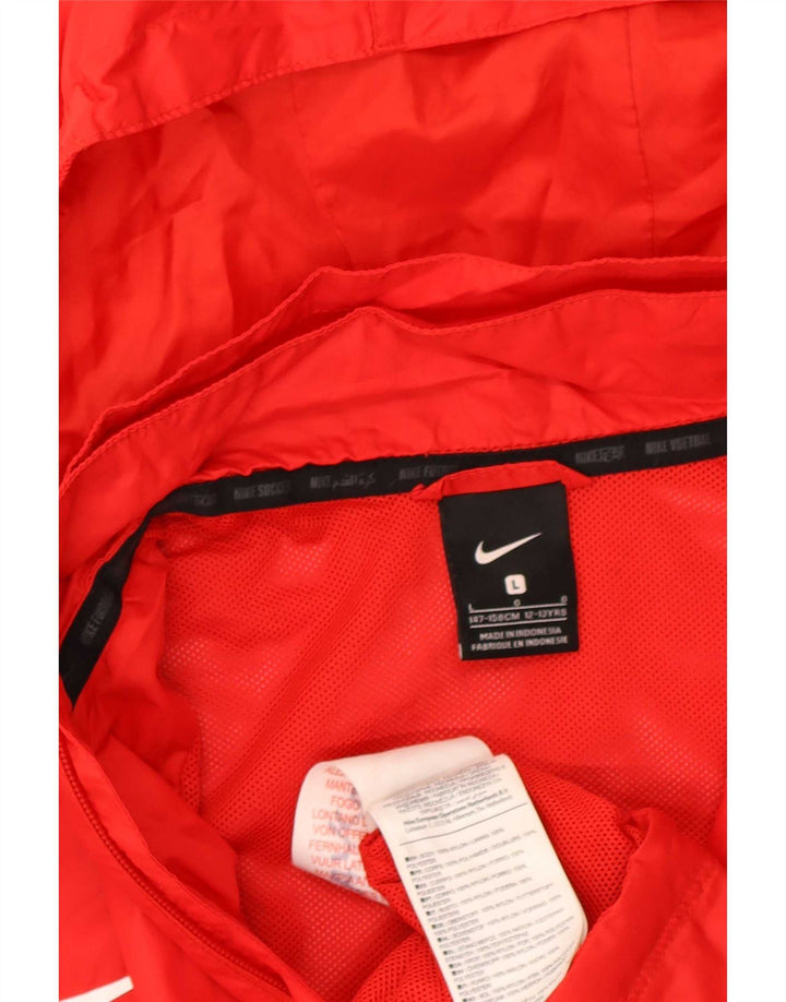 Chłopięca kurtka przeciwdeszczowa z kapturem Nike na 12-13 lat, duża, czerwona, nylonowa