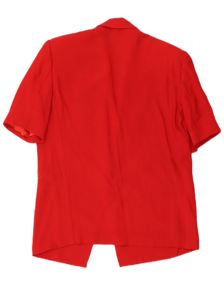 Vintage damska marynarka z krótkim rękawem, zapinana na 1 guzik, UK 14, średnia czerwień
