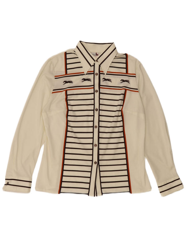 Damska bluzka koszulowa HAMMERLE UK 14 z poliestru w duże złamane białe paski