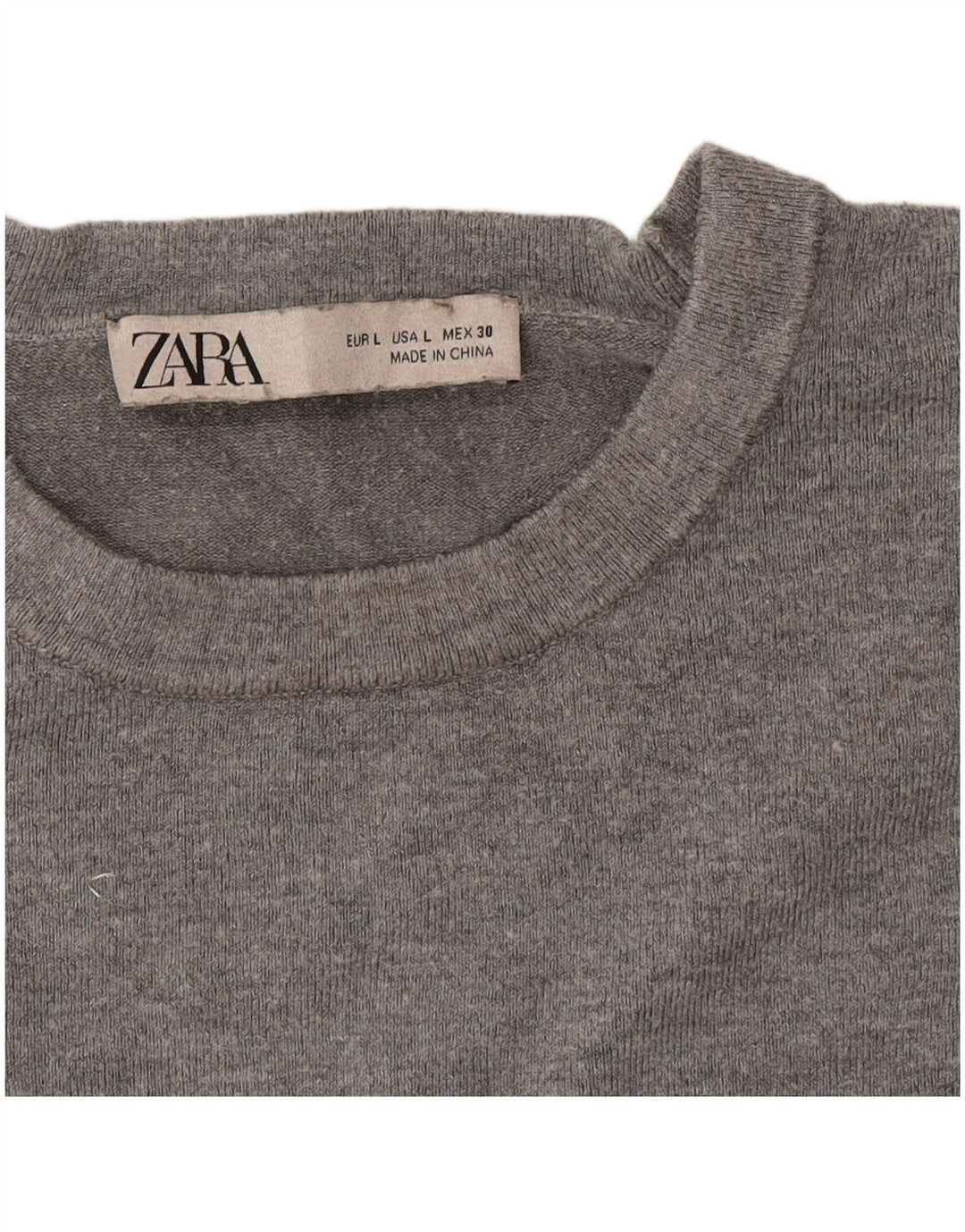 Sweter damski Zara z okrągłym dekoltem UK 14, duży, szary