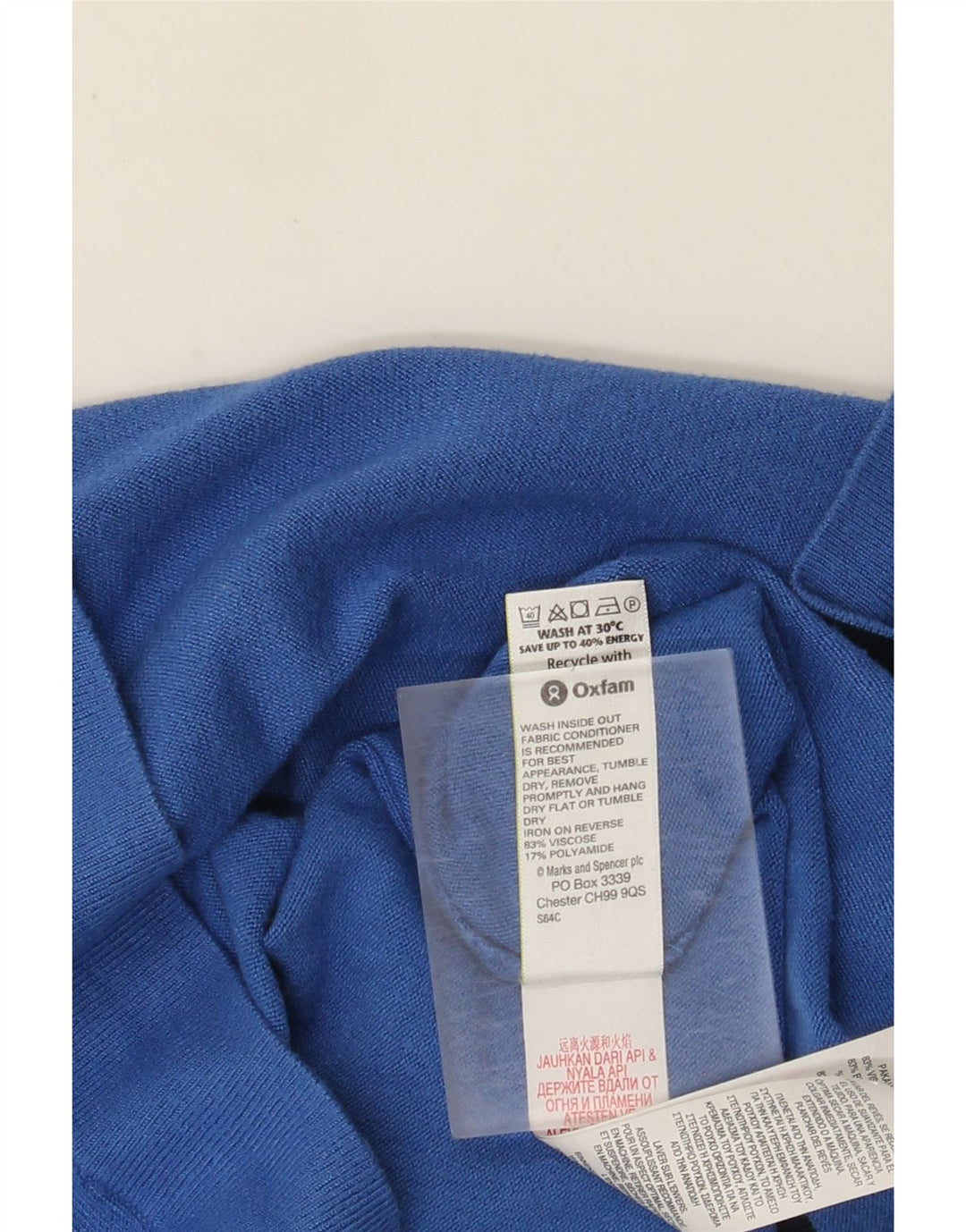 Marks & Spencer Damski sweter rozpinany z krótkim rękawem, UK 14, średni niebieski