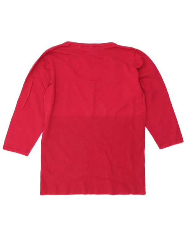 LAURA ASHLEY Damski sweter zapinany na guziki na rękawach i szyi 3/4 UK 18 XL Czerwony