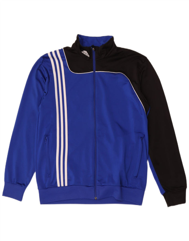 Adidas Męska bluza dresowa UK 42/44 Duży niebieski poliester z blokami kolorów