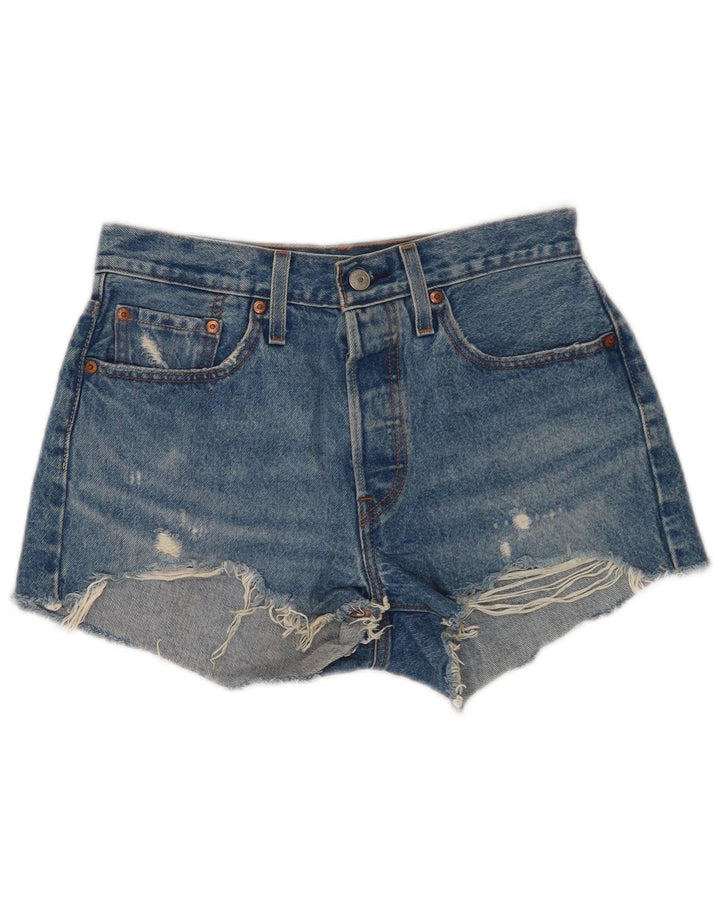 Damskie spodenki jeansowe Levi's 501 w trudnej sytuacji W27, małe, niebieskie, bawełniane
