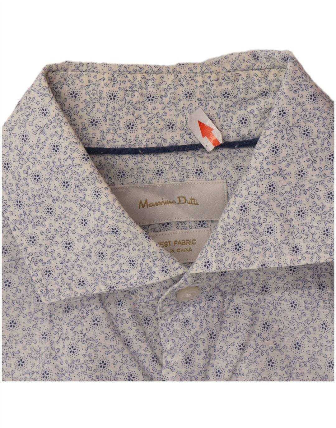Koszula męska Massimo Dutti, mała, biała, bawełniana w kwiaty