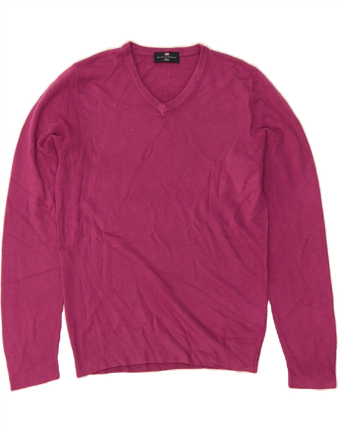 BLUE HARBOUR Mens V-Neck Jumper Sweater Small Purple Acrylic Vintage Blue Harbour and Second-Hand Blue Harbour from Messina Hembry 