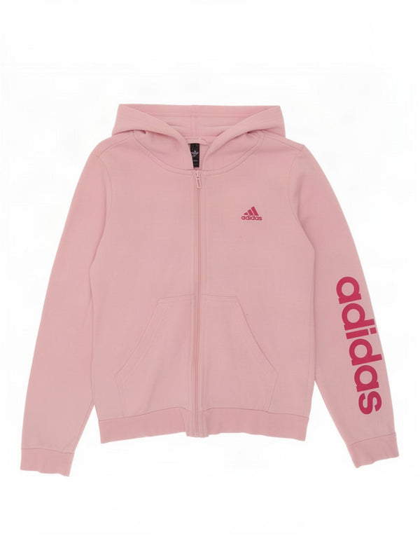 Dziewczęcy sweterek Adidas z grafiką i zamkiem błyskawicznym, 11-12 lat, różowy