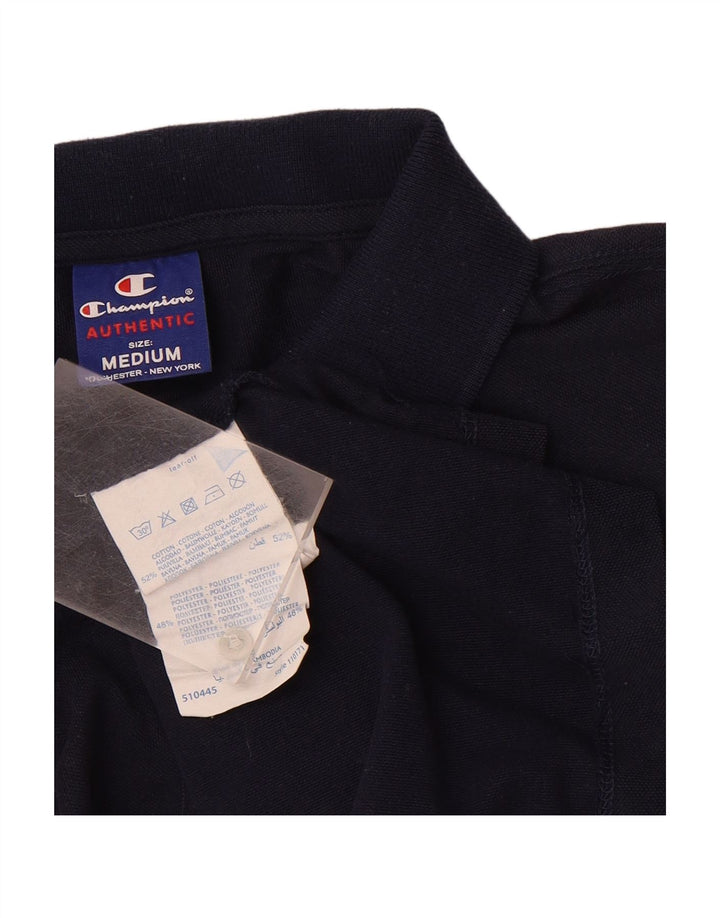 CHAMPION Womens Polo Shirt UK 12 Medium Navy Blue Cotton
