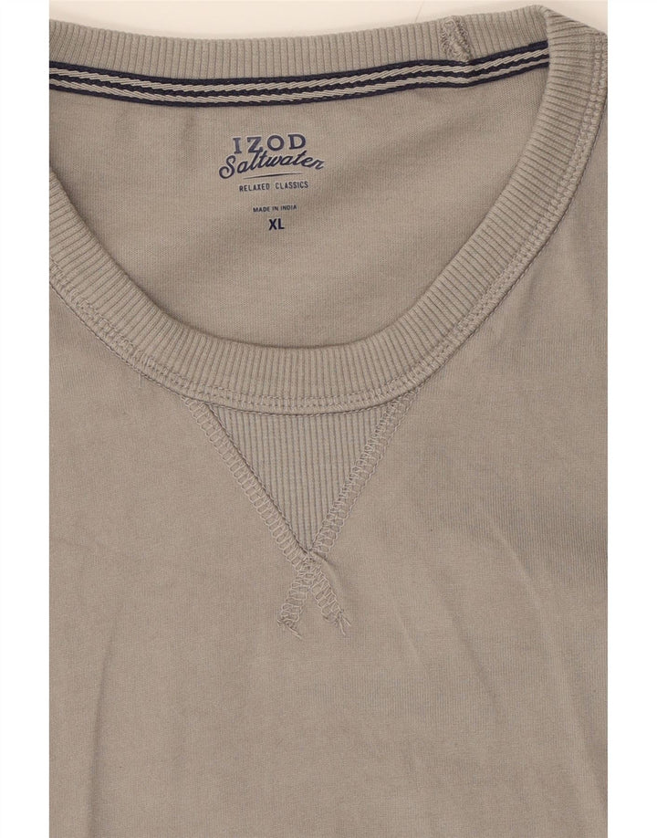 IZOD Mens Salt Water Top Long Sleeve XL Grey Cotton Vintage Izod and Second-Hand Izod from Messina Hembry 
