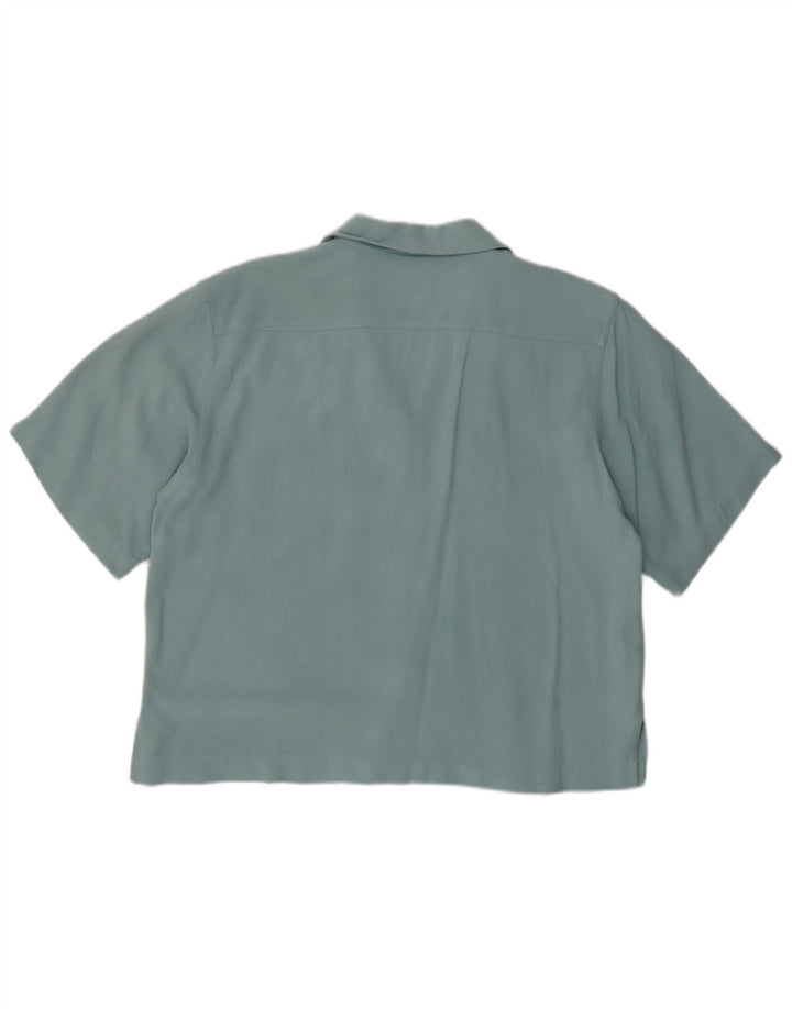 Damska koszula z krótkim rękawem Tommy Bahama UK 12 w kolorze średniego turkusu w jodełkę