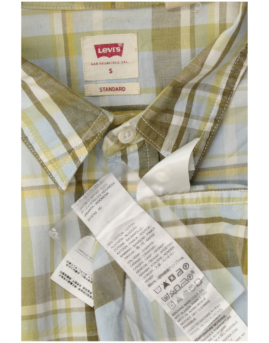 Koszula męska Levi's Standard w małą zieloną kratkę, bawełniana
