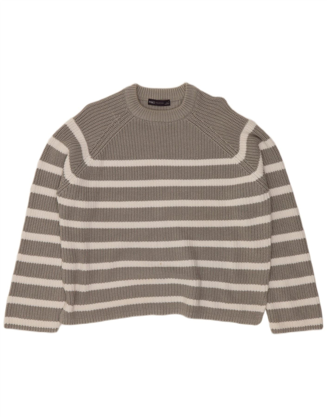MARKS & SPENCER Damski sweter z okrągłym dekoltem UK 16, duże szare paski