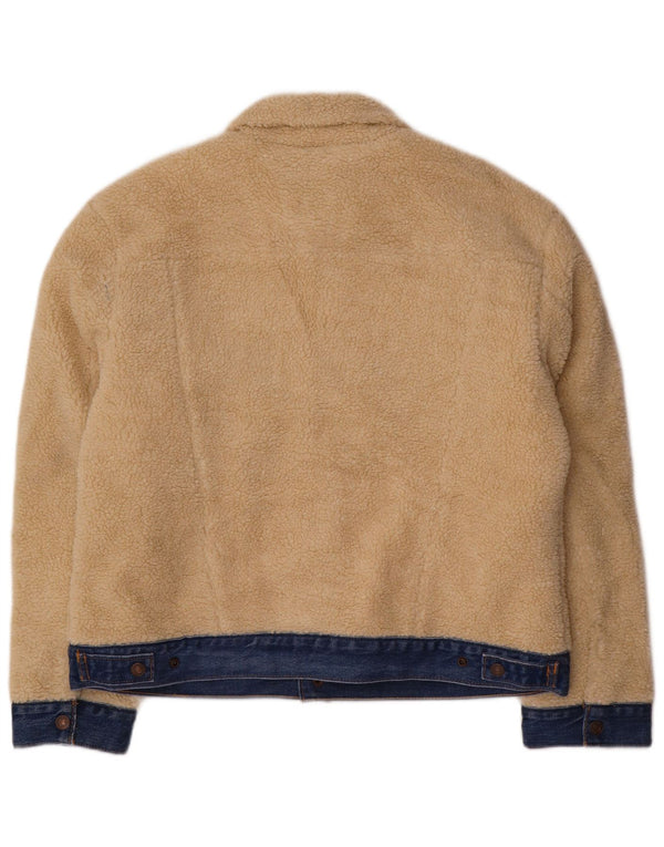 Damska kurtka polarowa Levi's Crop Denim UK 16, duża, beżowa, z blokami kolorów