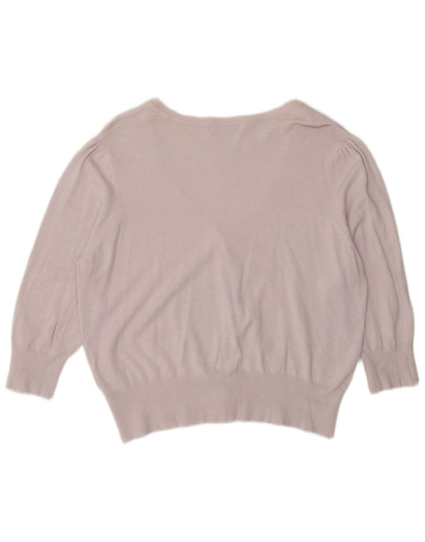 Marks & Spencer Damski sweter kardigan z rękawem 3/4 UK 20 2XL Różowy Wiskoza