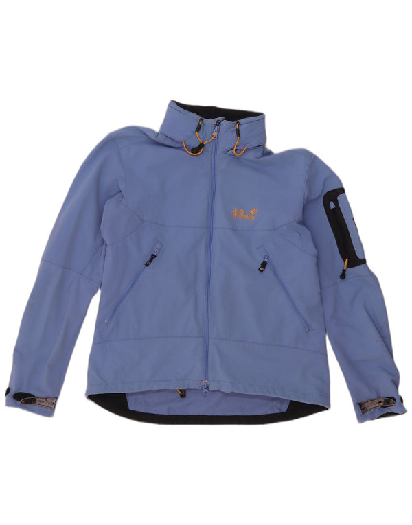 Damska kurtka przeciwdeszczowa z kapturem Jack Wolfskin UK 14/16, duża niebieska poliamid