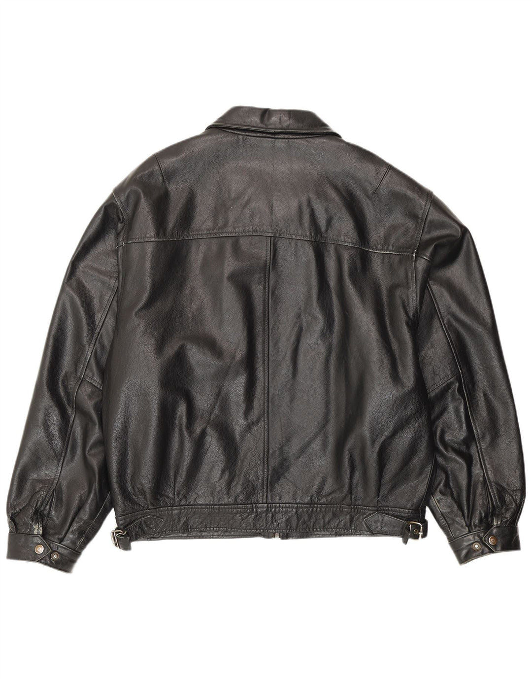 Vintage męska kurtka skórzana bomber IT 54 2XL czarna skóra
