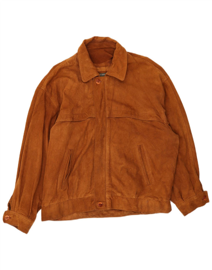Vintage męska zamszowa kurtka IT 52 XL brązowa skóra