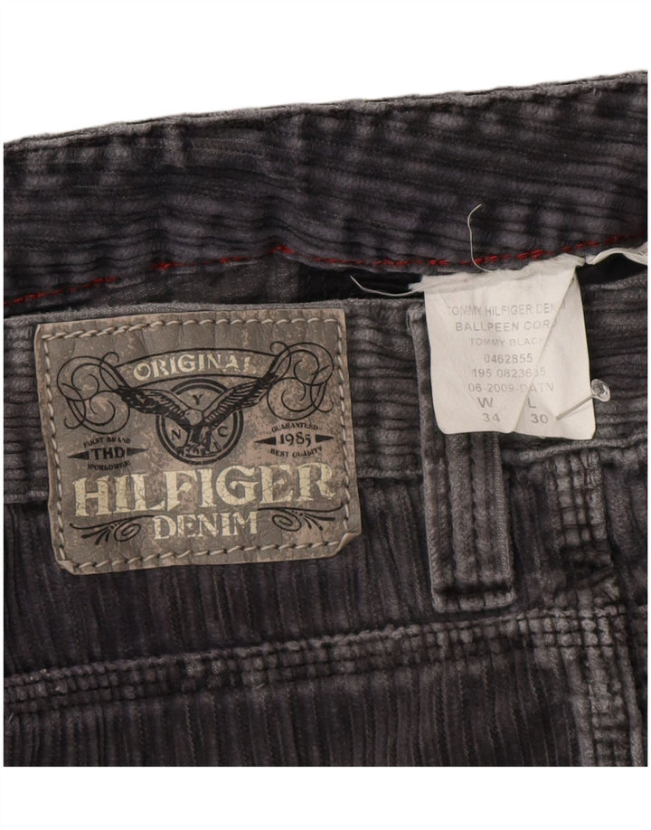 Męskie proste sztruksowe spodnie Tommy Hilfiger W34 L30 szare