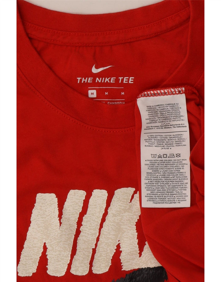 Męski T-shirt z grafiką NIKE, bawełniany, średni czerwony