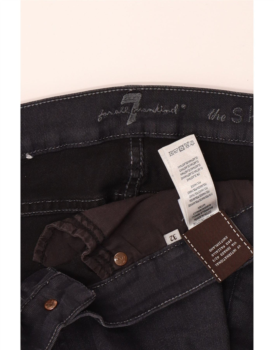 7 FOR ALL MANKIND Damskie jeansy skinny W32 L29 Czarna bawełna