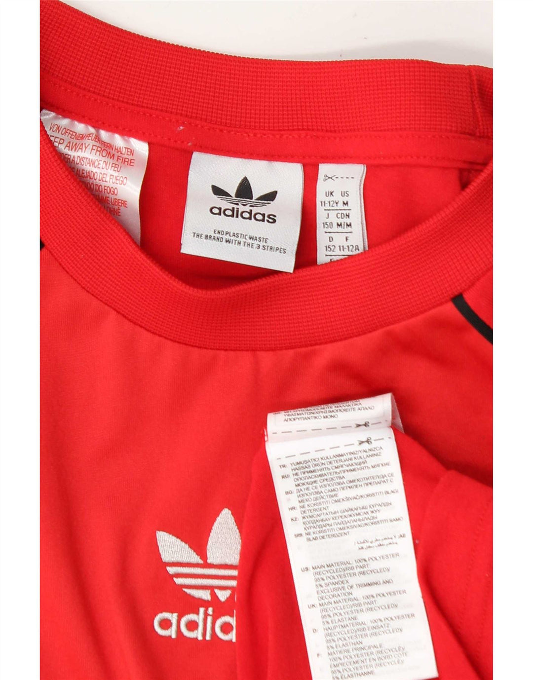 Adidas Chłopięcy T-shirt Top 11-12 lat Czerwony Poliester z blokami kolorów
