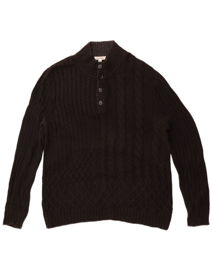 Męski sweter zapinany na guziki Calvin Klein XL, czarny, bawełniany