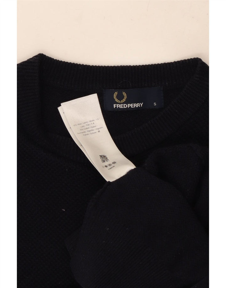 FRED PERRY Męski sweter z okrągłym dekoltem, mały, granatowy, wełniany