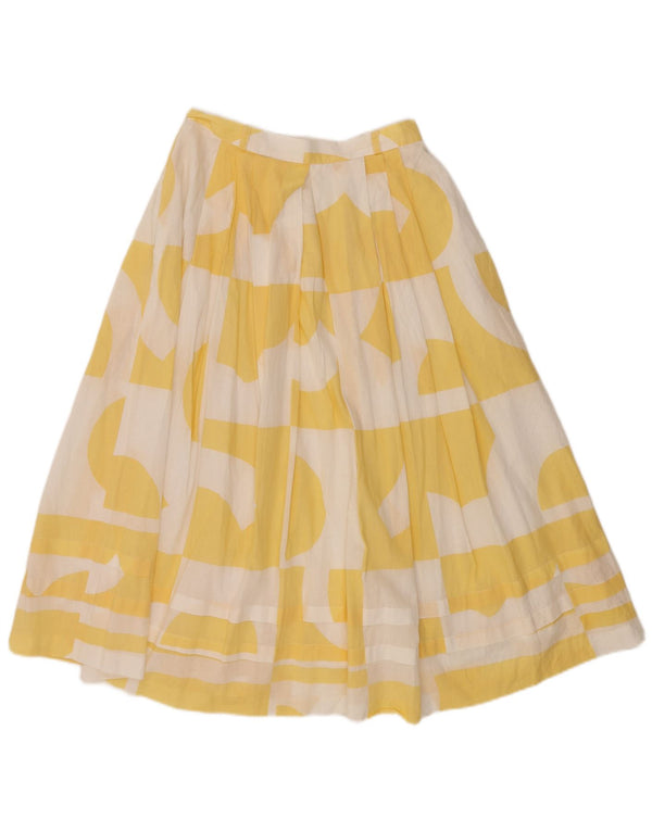 VINTAGE Womens A-Line Skirt EU 40 Medium W28 Yellow Geometric Cotton