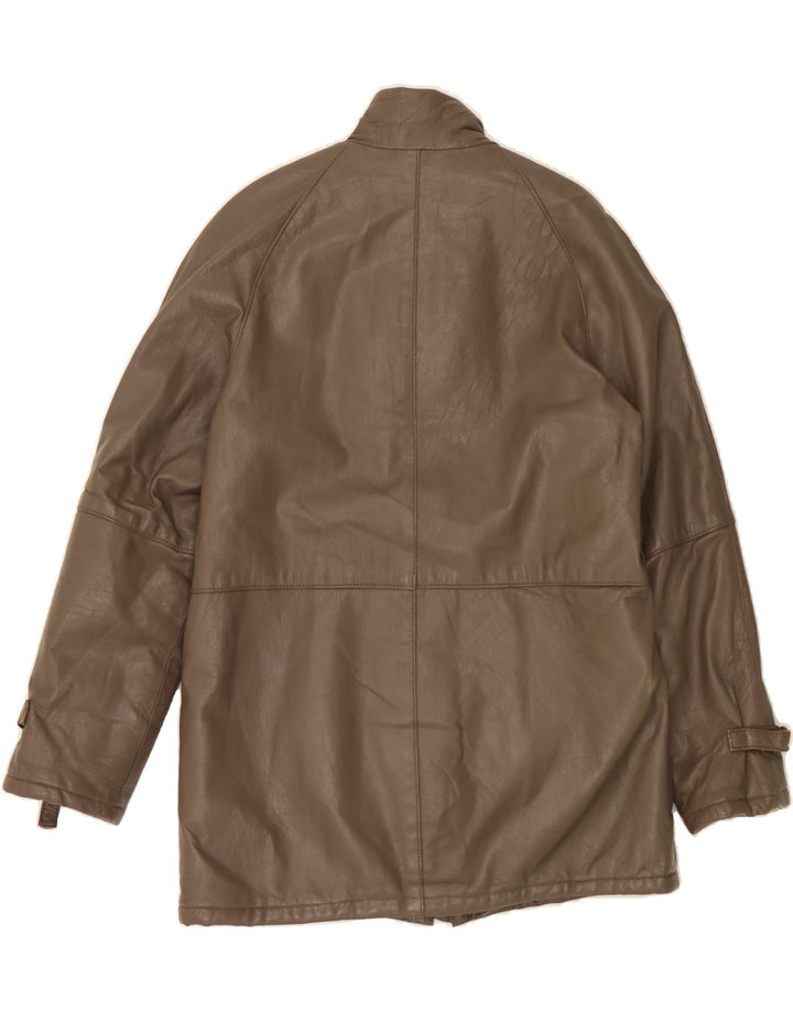 VINTAGE Womens Leather Coat IT 50 XL Brown Vintage Vintage and Second-Hand Vintage from Messina Hembry 