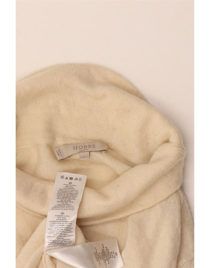 Sweter damski Hobbs z golfem UK 14, duży, beżowy, wełniany